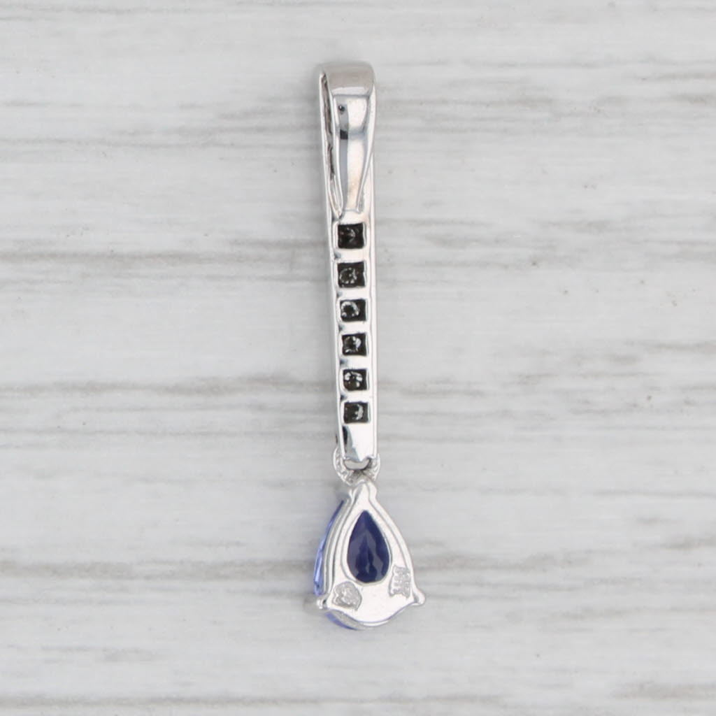 Light Gray 0.54ctw Tanzanite Teardrop Diamond Journey Pendant 14k White Gold