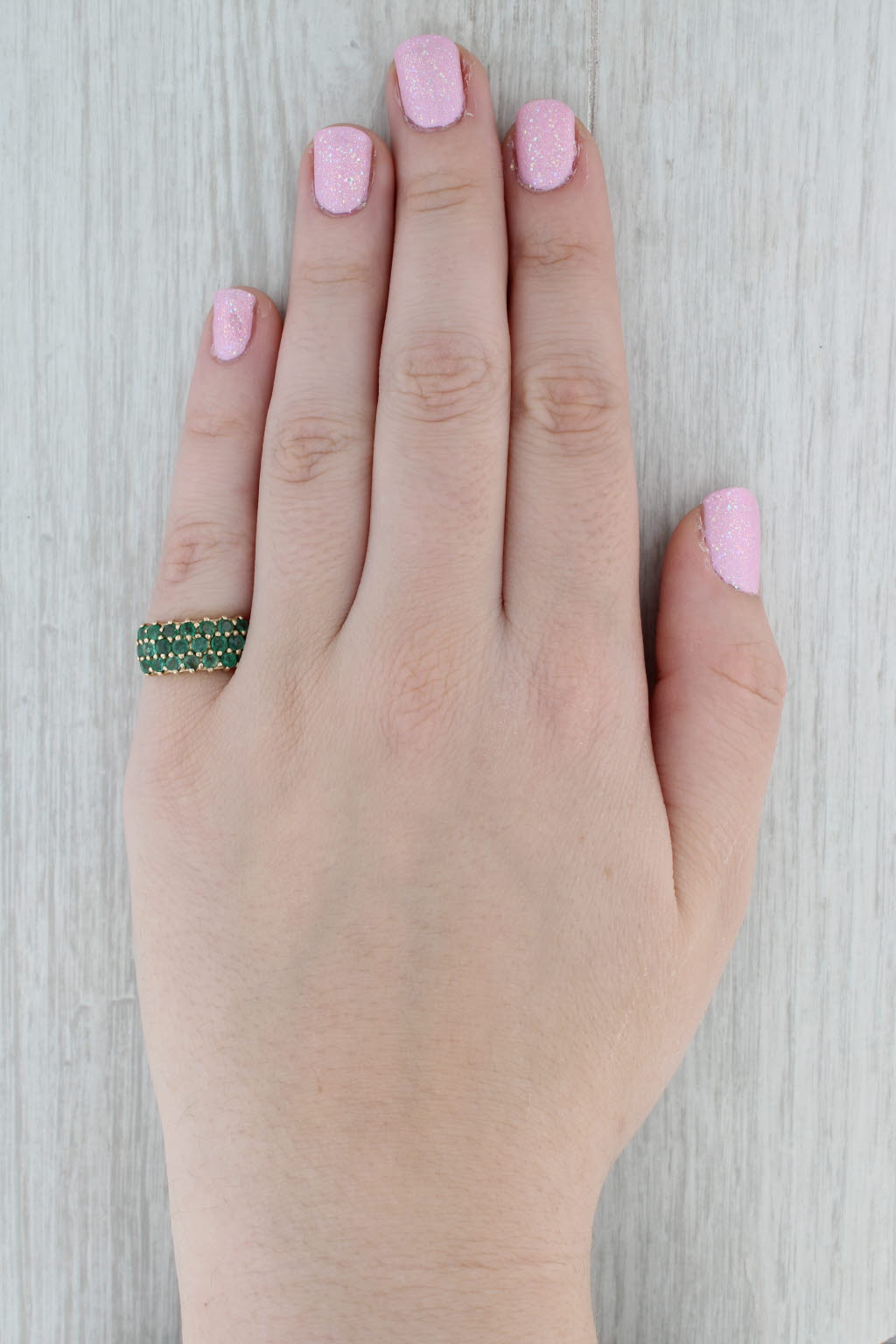 Gray 1.48ctw Emerald Cluster Ring 10k Yellow Gold Size 6.25