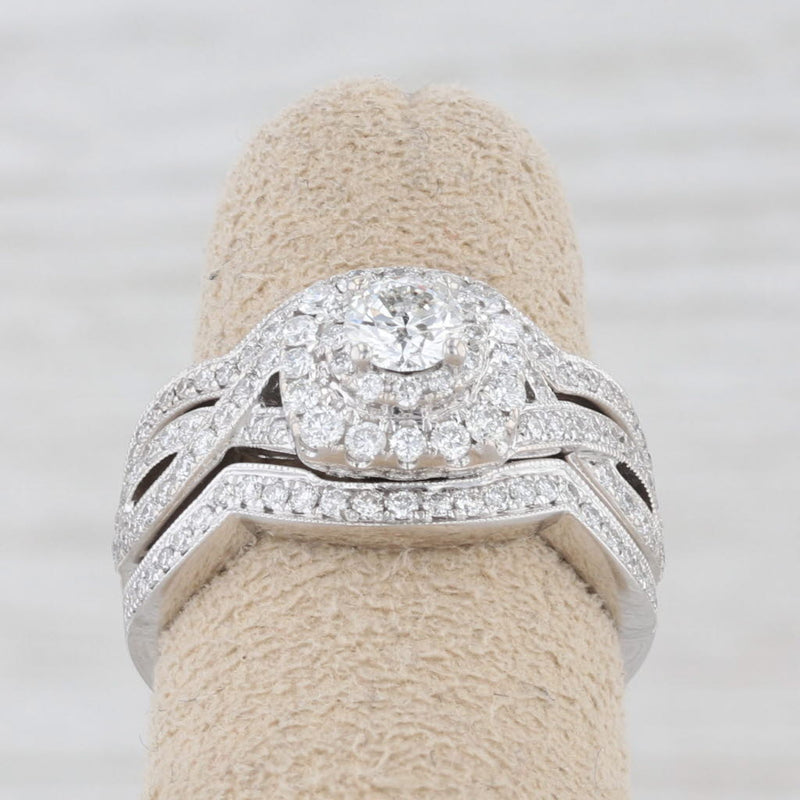 Neil Lane 0.90ctw Diamond Halo Engagement Ring Wedding Bands Bridal Set 14k Gold