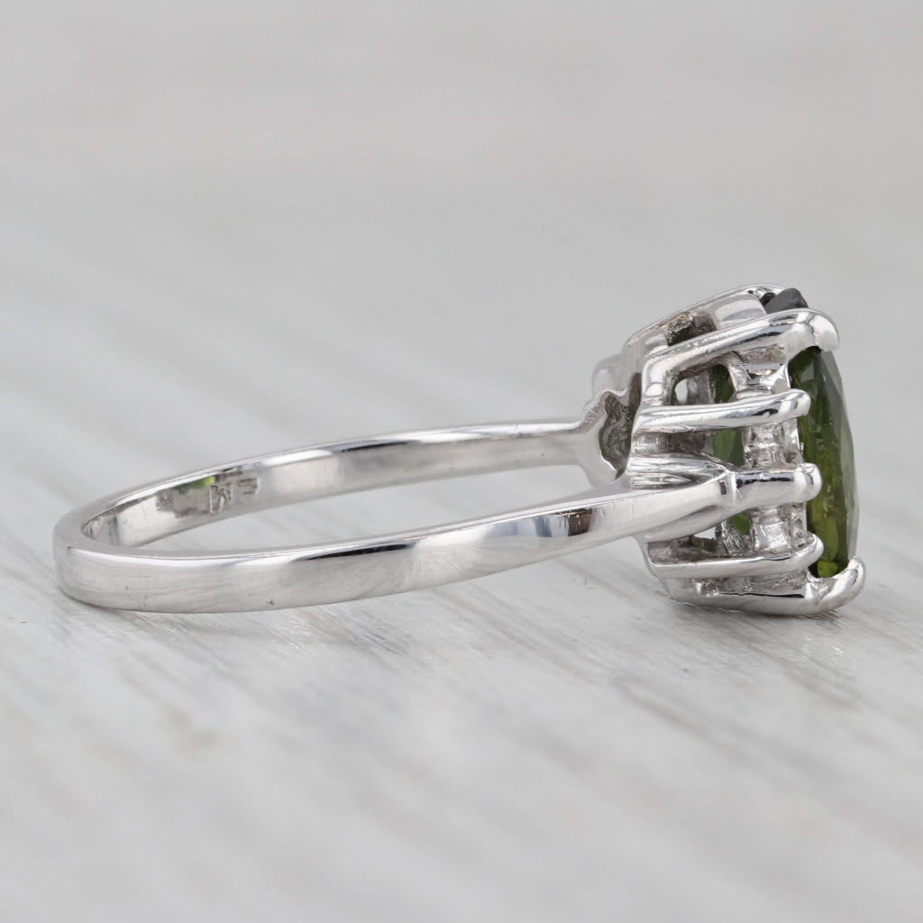 Gray 3.20ctw Oval Green Tourmaline Diamond Ring 14k White Gold Size 7.5