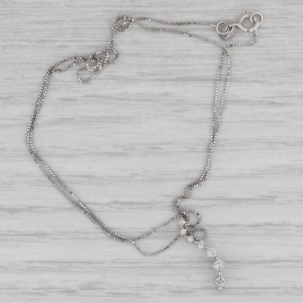 Gray 0.23ctw Diamond Journey Pendant Necklace 14k White Gold 16" Box Chain
