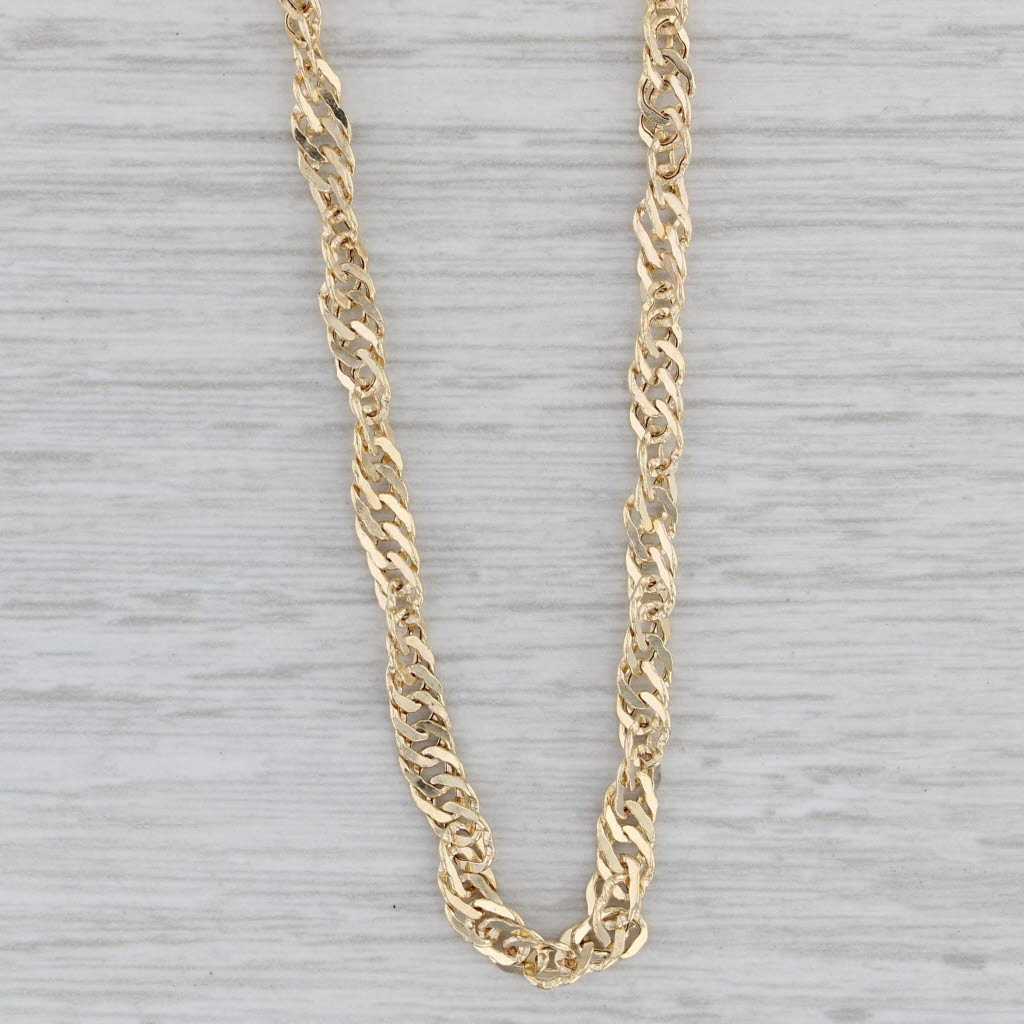 Gray Singapore Chain Necklace 10k Yellow Gold 18" 3.6mm
