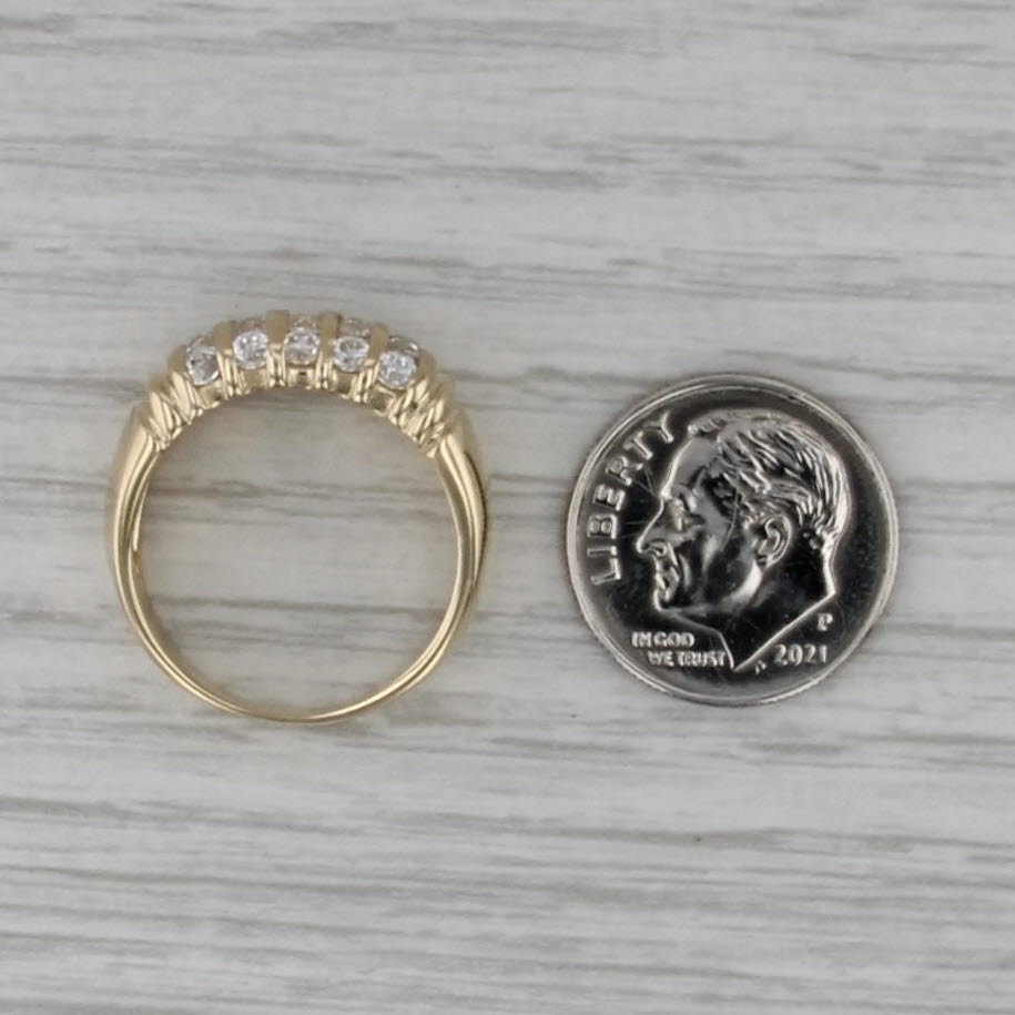0.70ctw Cubic Zirconia Rows Ring 14k Yellow Gold Size 6.75 Italian