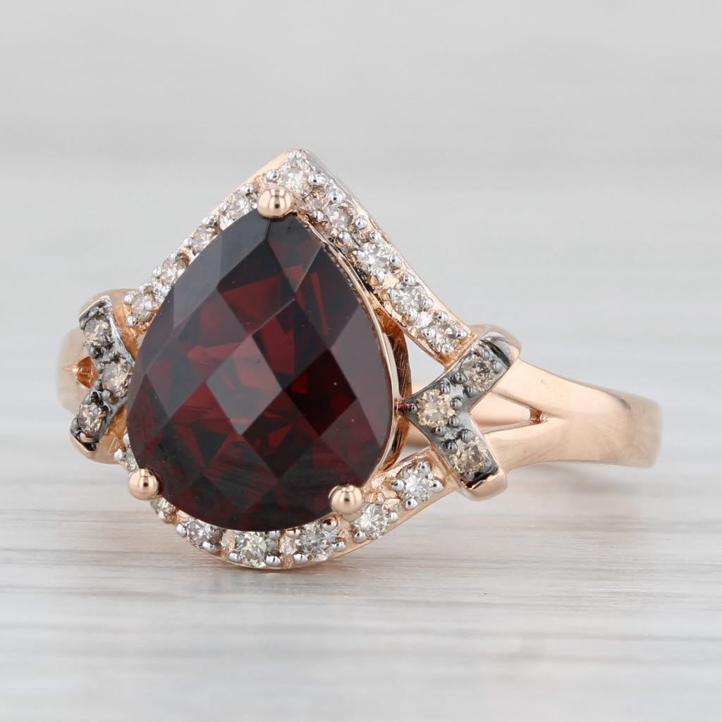 Light Gray Le Vian 4.84ctw Pear Garnet Diamond Halo Ring 14k Rose Gold Size 7
