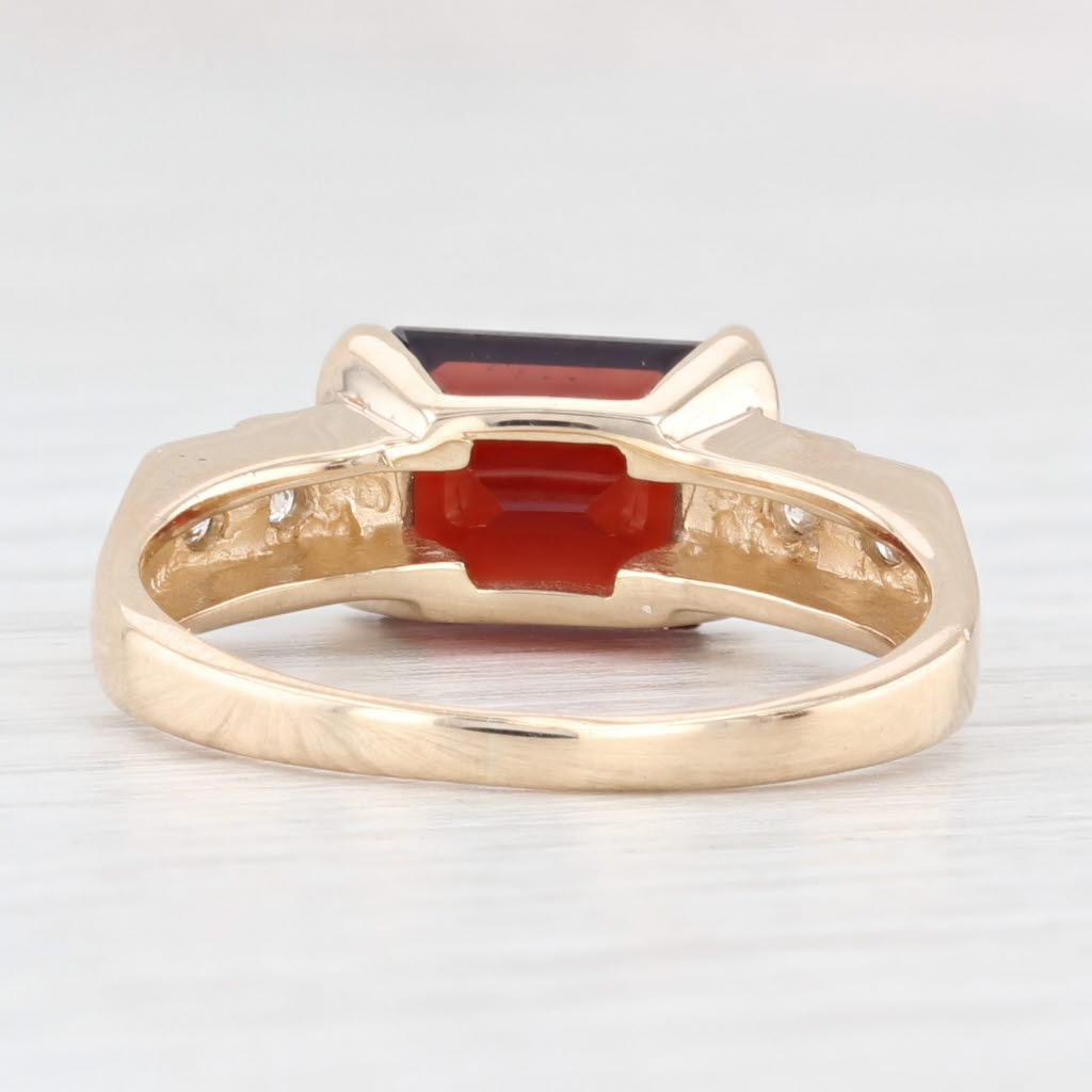 Antique White 2.80ctw Emerald Cut Garnet Diamond Ring 14k Yellow Gold Size 7.5