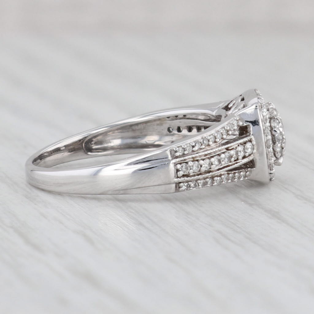 Light Gray 0.50ctw Diamond Cluster Halo Ring 10k White Gold Size 8.5 Engagement