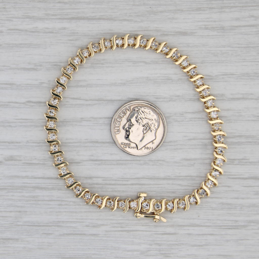 1.35ctw Diamond Tennis Bracelet 14k Yellow Gold 6.5" 4.9mm