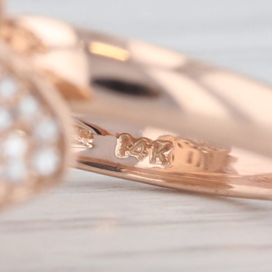 Light Gray 0.53ctw Diamond Flower Ring 14k Rose Gold Size 7.25 Cocktail