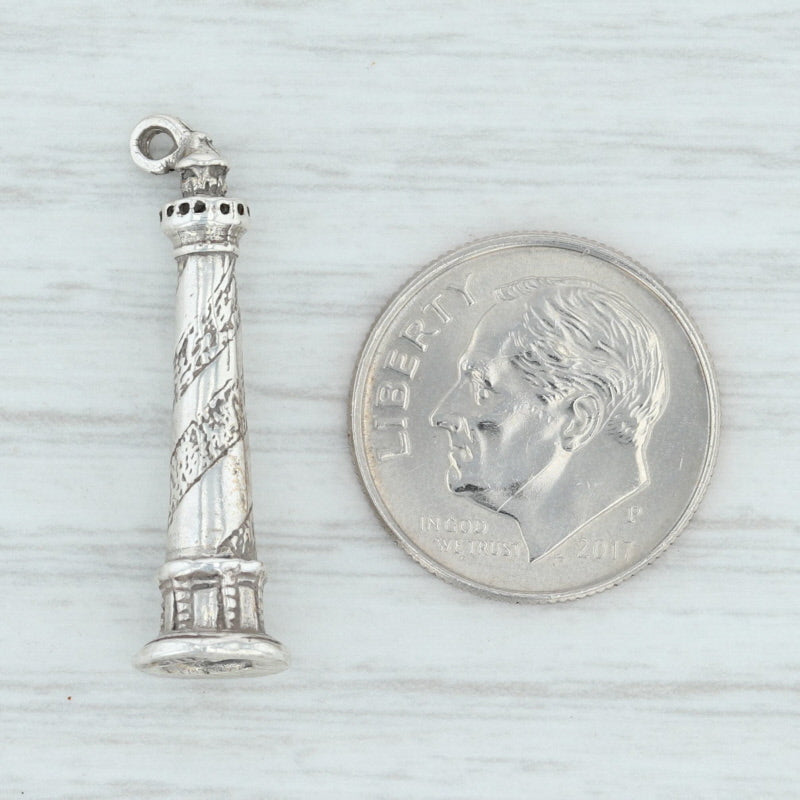 Light Gray Cape Hatteras Lighthouse Charm Sterling Silver Nautical North Carolina Souvenir