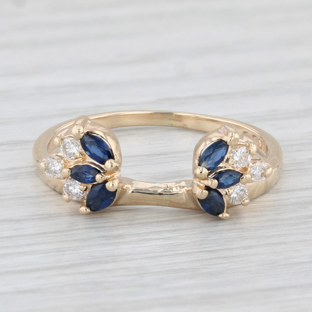 Light Gray 0.51ctw Blue Sapphire Diamond Ring Guard Jacket 14k Gold Wedding Bridal Sz 8.25