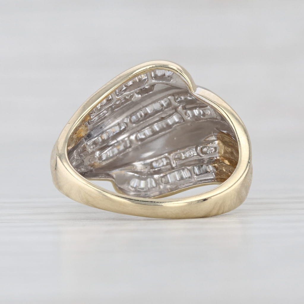 0.40ctw Diamond Bypass Ring 10k Gold Channel Set Baguettes Size 7