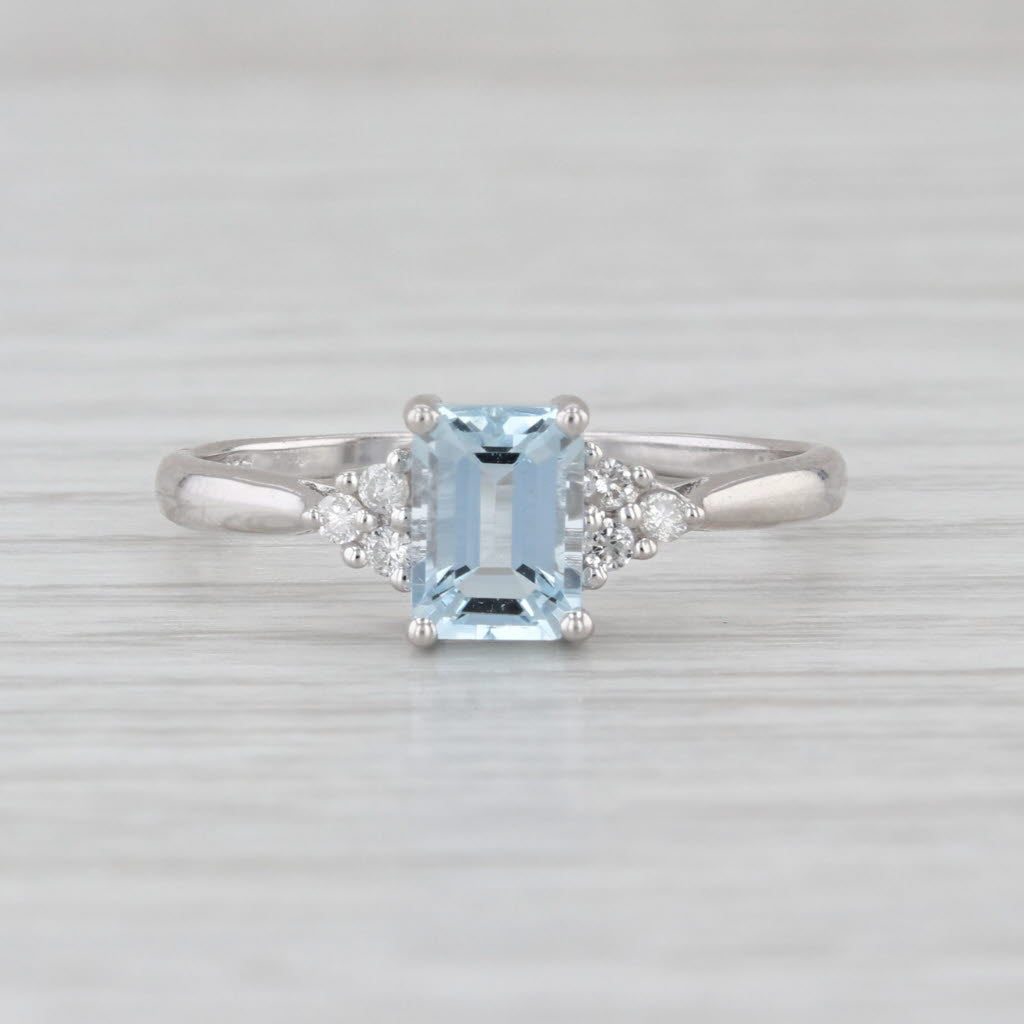 1.07ctw Aquamarine Diamond Engagement Ring 14k White Gold Size 9-9.25