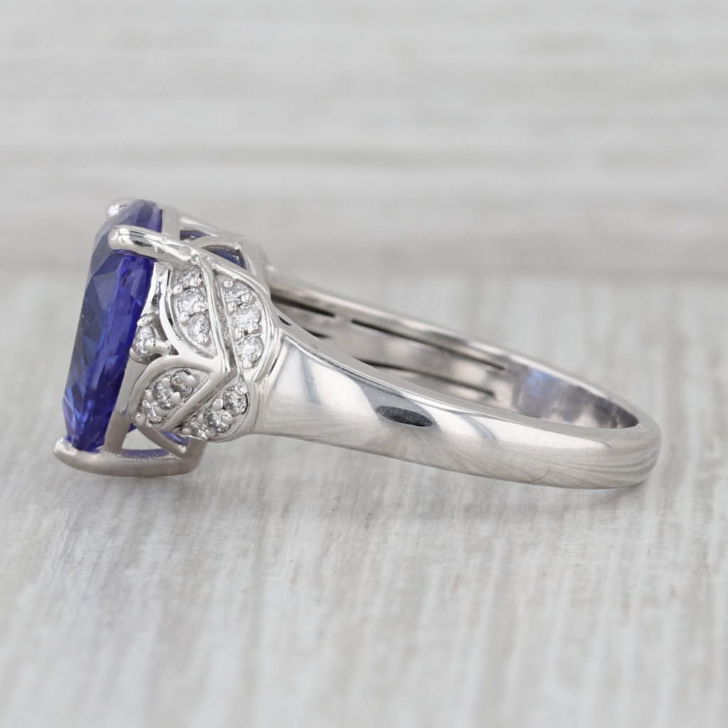 4.68ctw Pear Tanzanite Diamond Ring 18k White Gold Size 7