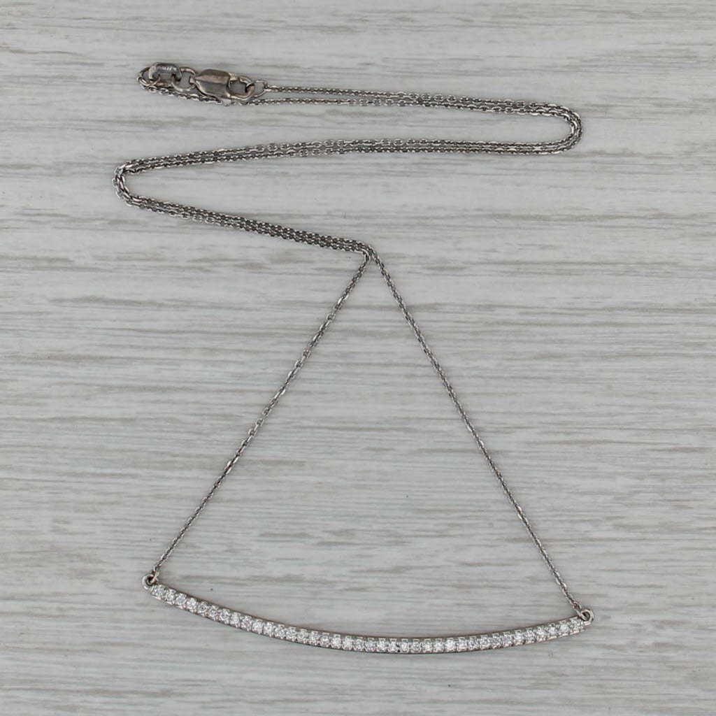 0.38ctw Diamond Bar Pendant Necklace 14k White Gold 18.25" Cable Chain