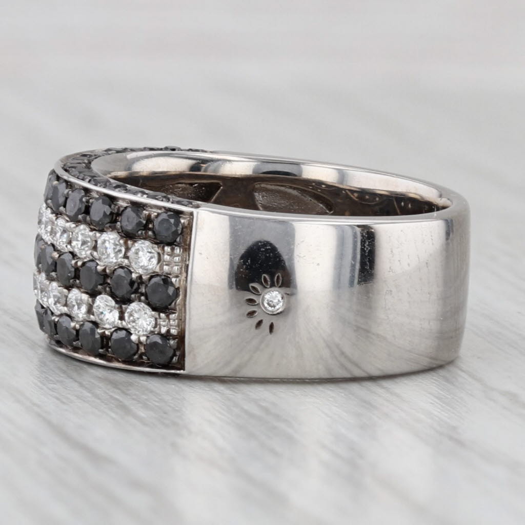 Gray 1.51ctw Black White Diamond Rows Ring 14k White Gold Size 6.75 Wide Band