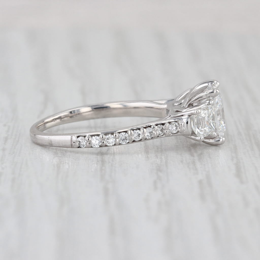 GIA 3.01ctw Princess Diamond 3-Stone Engagement Ring 14k White Gold Size 7.5