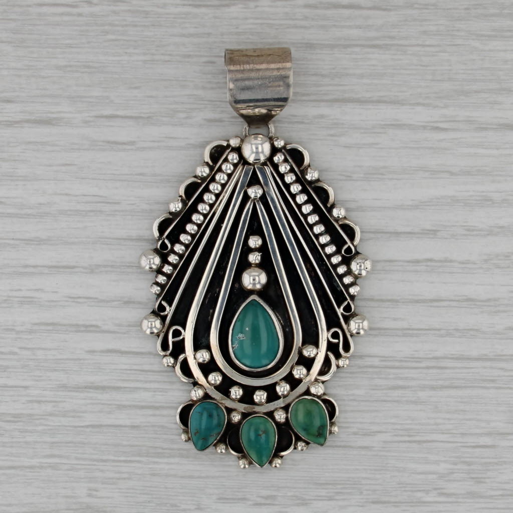 Lorean Nez Vintage Navajo Turquiose Pendant Sterling Silver Native American