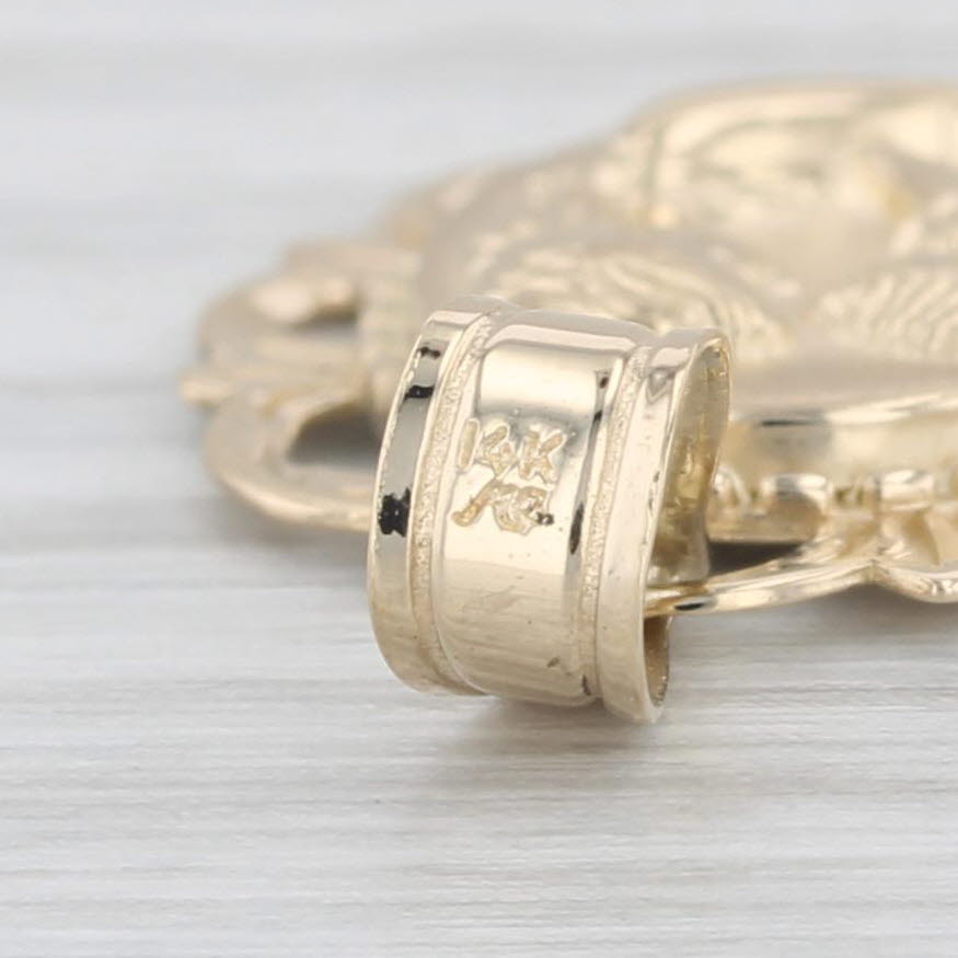 Light Gray Mother and Child Pendant 14k Yellow Gold Inscription on Back Gift Keepsake