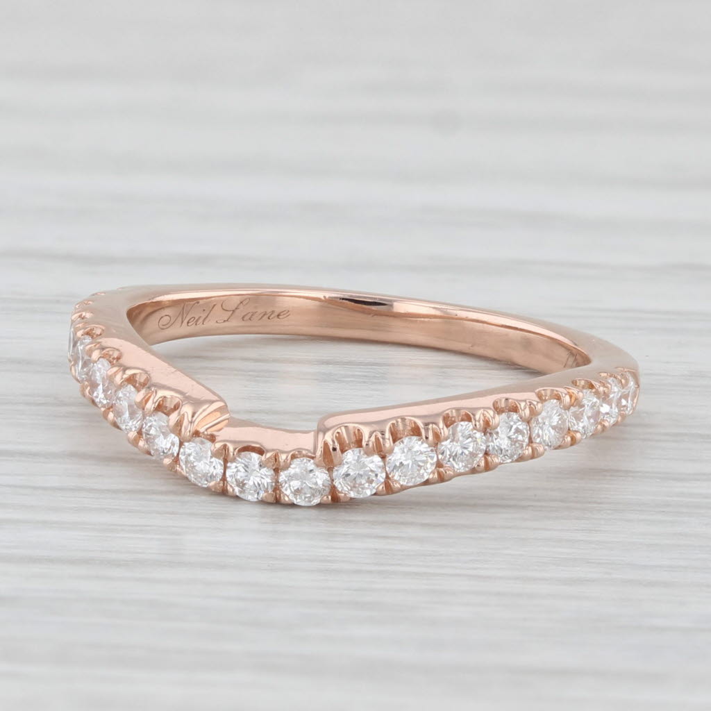 Light Gray Neil Lane 0.47ctw Diamond Wedding Band Ring Guard 14k Rose Gold Sz 5.5 Stackable