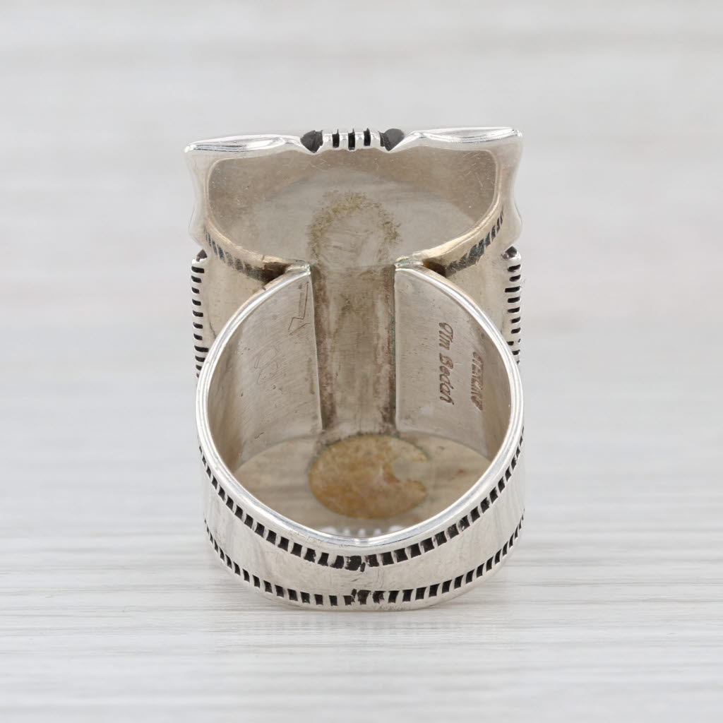 Vintage Tim Bedah Navajo Ring Sterling Silver Turquoise Native American Sz 7.75