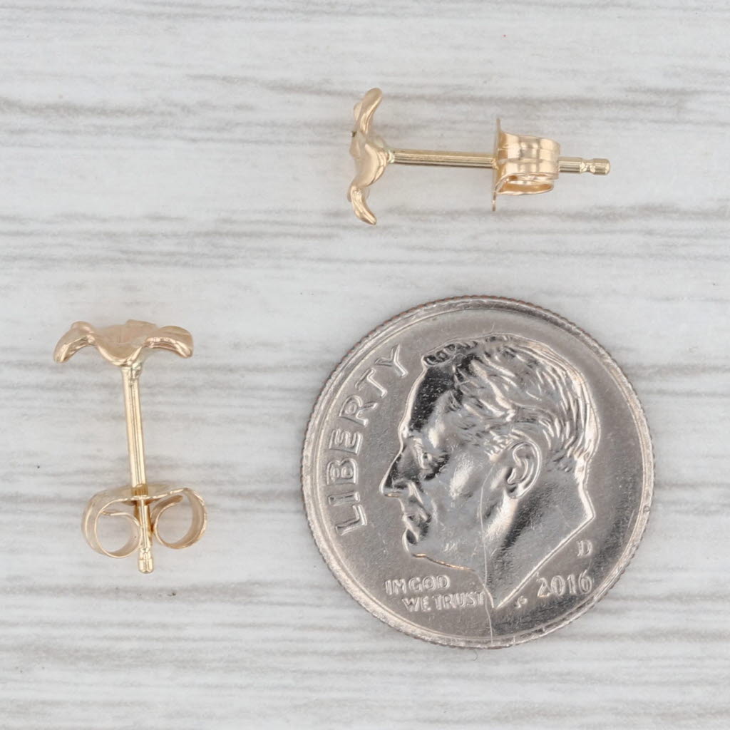 Light Gray Small Flower Stud Earrings 14k Yellow Gold