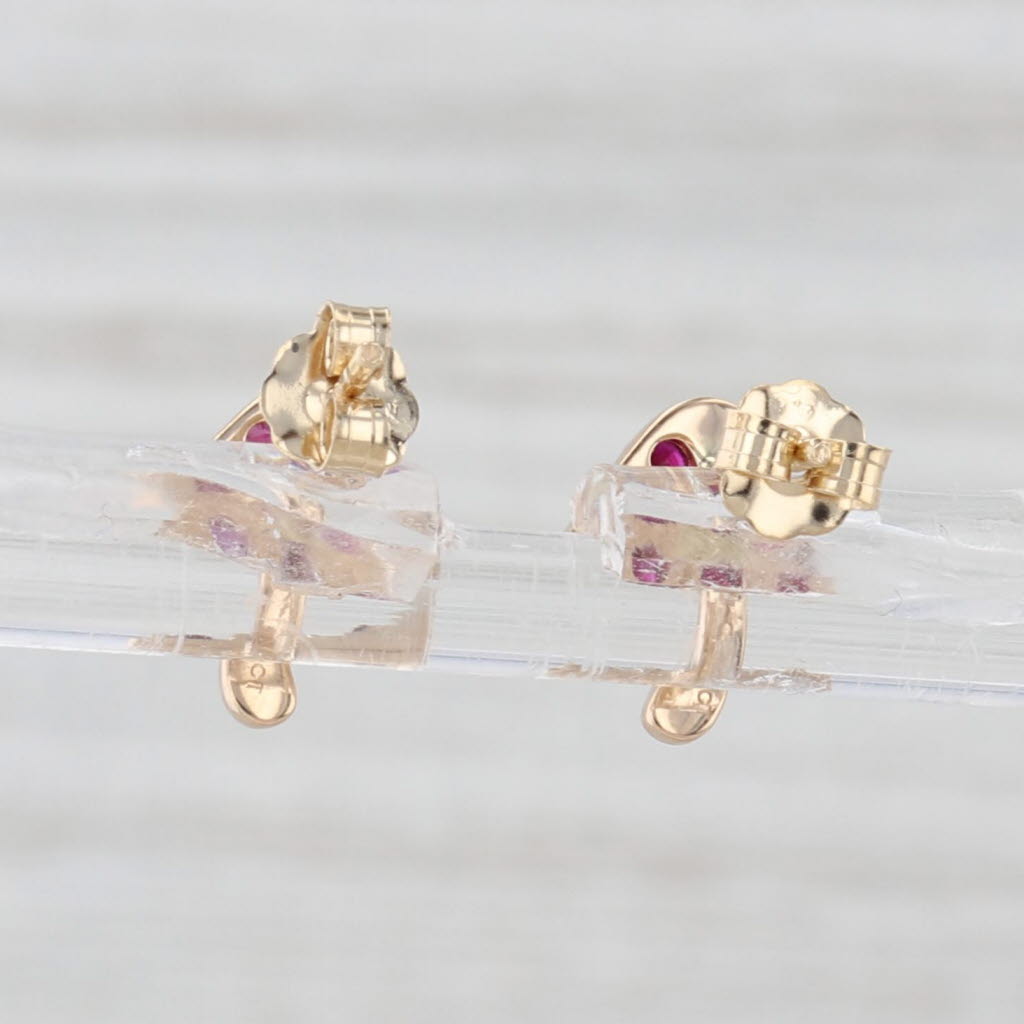 Light Gray New 0.30ctw Ruby Mushroom Stud Earrings 14k Yellow Gold