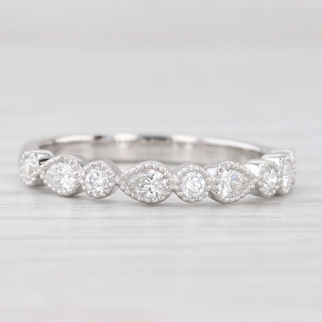 Light Gray New 0.33ctw Diamond Wedding Band 14k White Gold Stackable Anniversary Ring 6.5