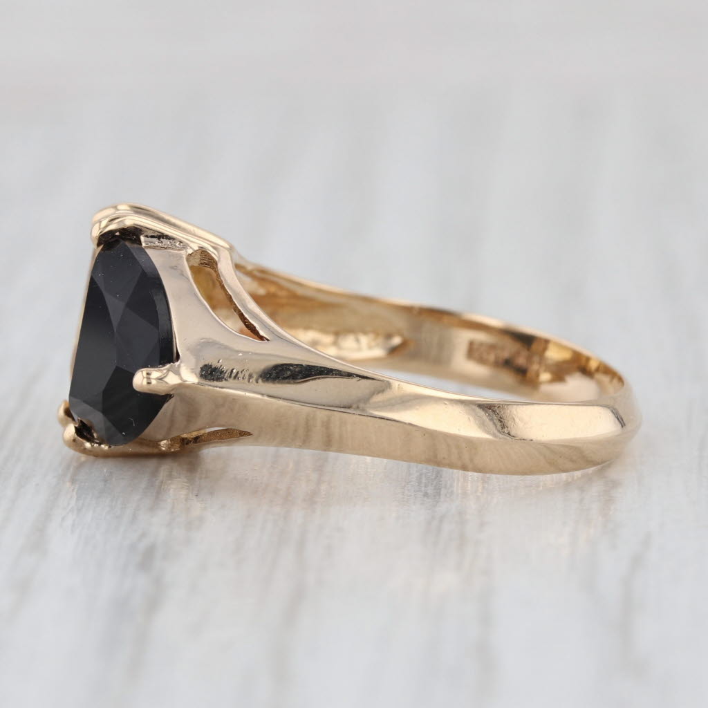 Black Onyx Yellow Citrine Diamond Ring 14k Yellow Gold Size 8-8.25