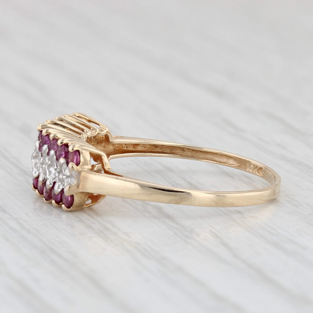 Light Gray 0.34ctw Ruby Diamond Ring 10k Yellow Gold Size 6.75 Tiered Stackable