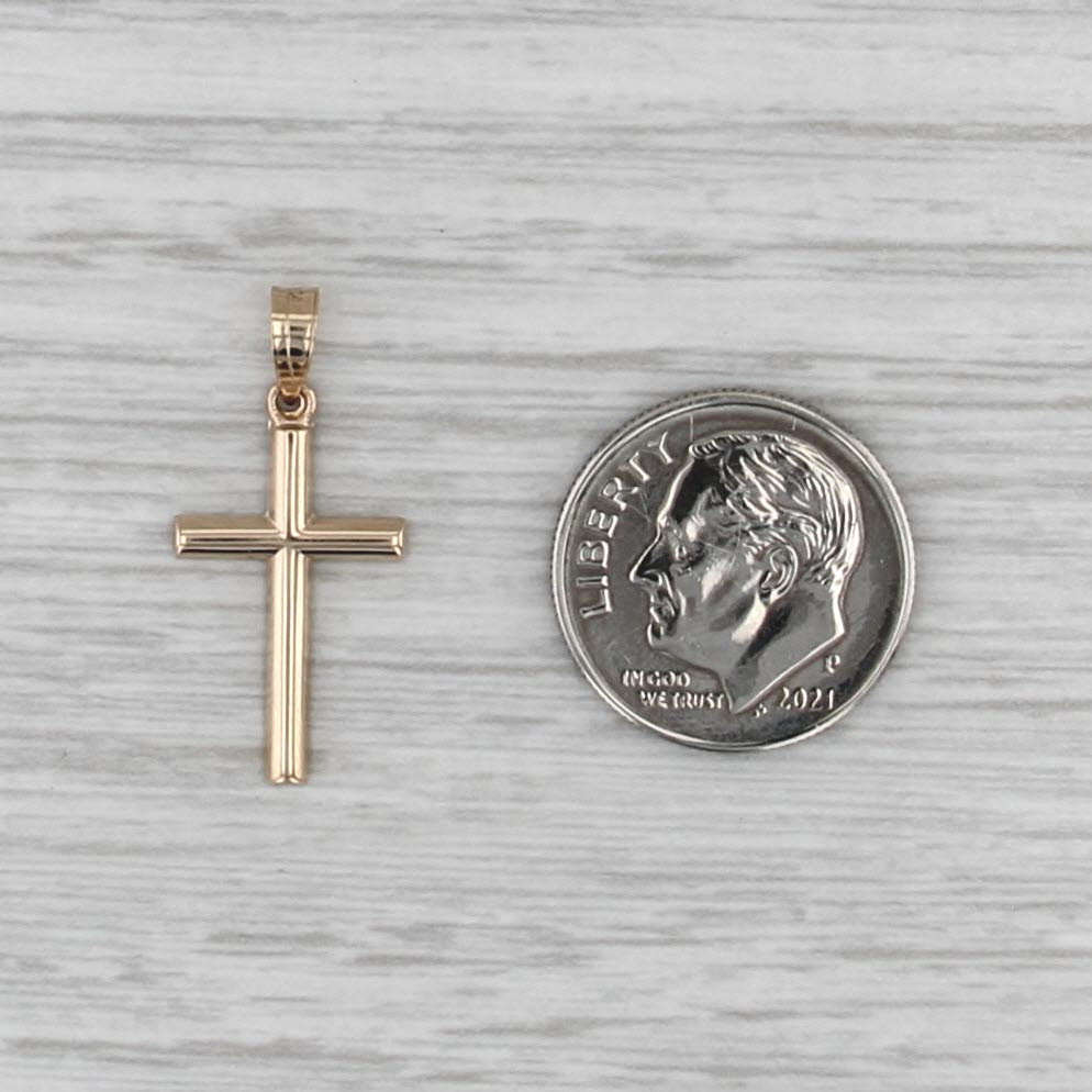 New Small Cross Pendant 14k Yellow Gold Religious Jewelry