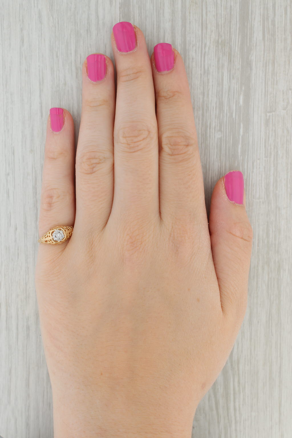 Tan Diamond Cluster Engagement Ring 10k Yellow Gold Size 6.5