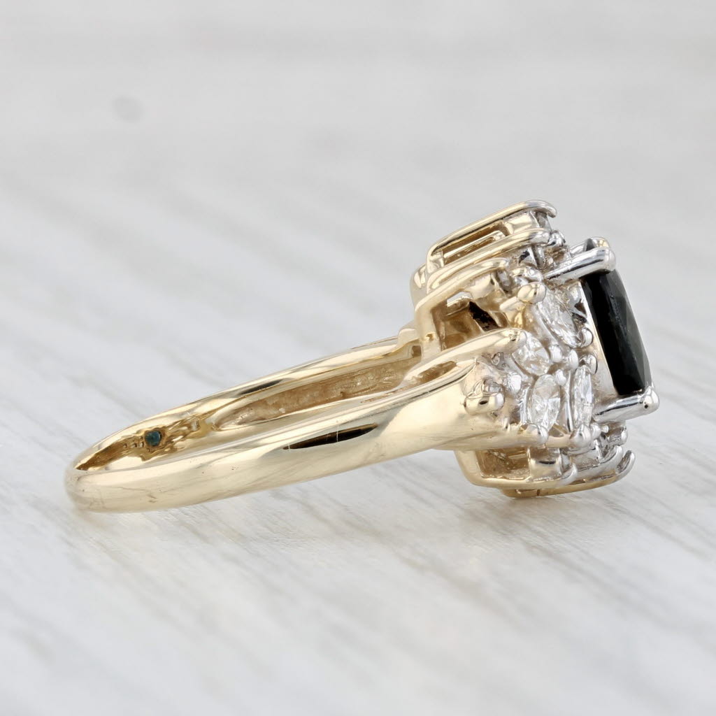 Light Gray 1.81ctw Oval Blue Sapphire Diamond Ring 14k Yellow Gold Size 6.5 Engagement