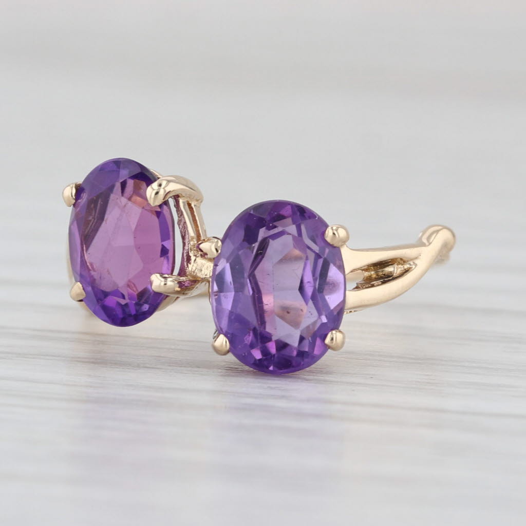 2.37ctw Oval Amethyst Bypass Ring 14k Yellow Gold Size 4.75