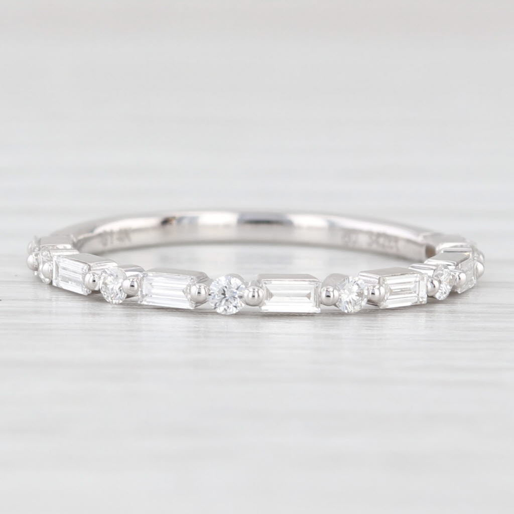 Light Gray New 0.34ctw Diamond Wedding Band 14k White Gold Stackable Anniversary Ring S 6.5