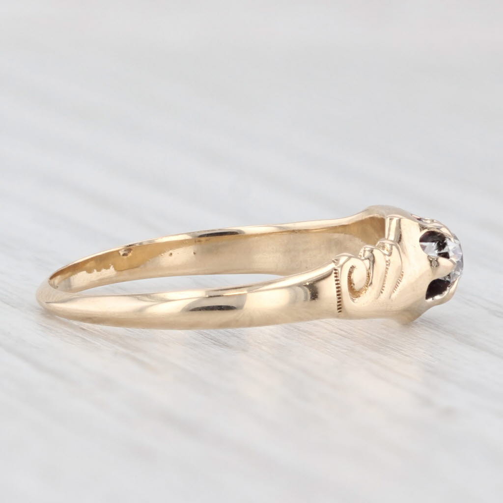 Light Gray Antique 0.15ct Diamond Solitaire Engagement Ring 14k Yellow Gold Size 7