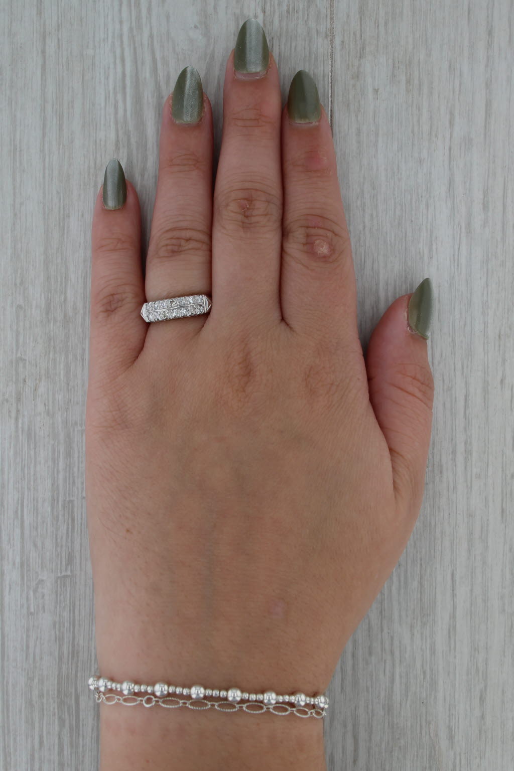 Vintage 0.23ctw Diamond Wedding Anniversary Band 14k White Gold Stackable