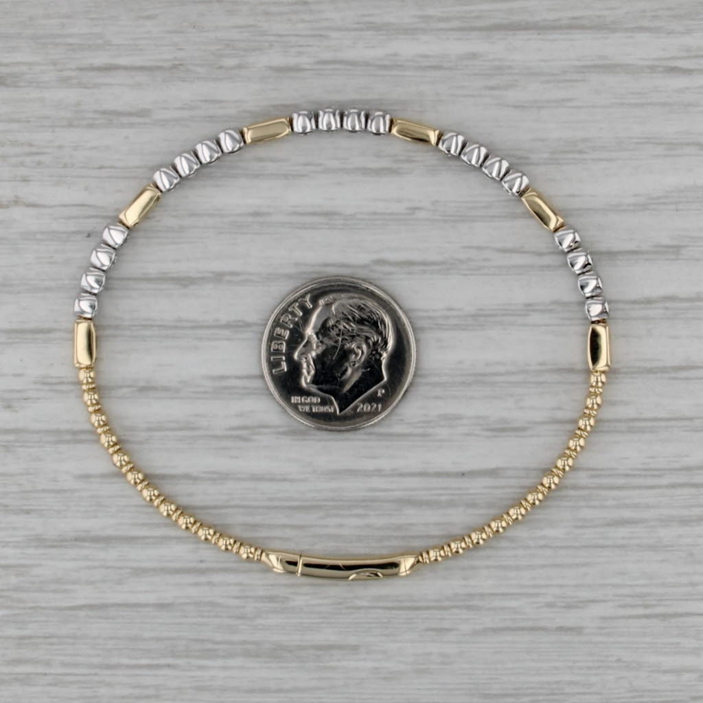 New 0.56ctw Diamond Bead Flexible Bangle Tennis Bracelet 14k Gold 6.5"