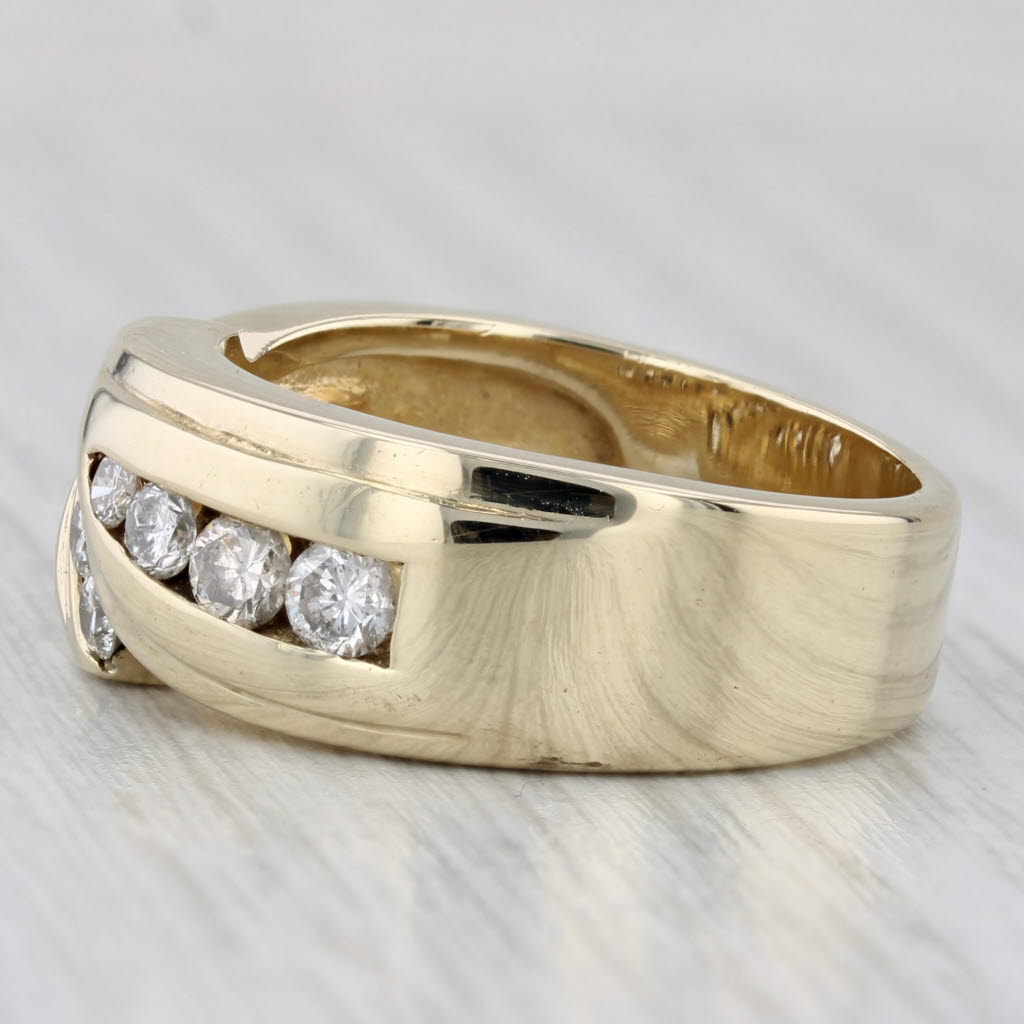 Light Gray 0.85ctw Diamond Men's Wedding Band 14k Yellow Gold Size 9.5 Ring