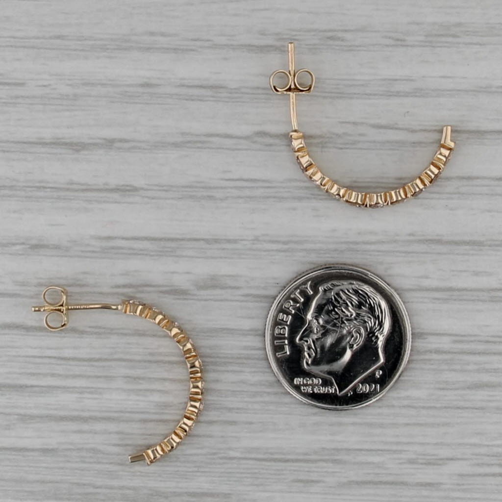 1ctw Diamond Half Hoop Earrings 14k Yellow Gold Drops