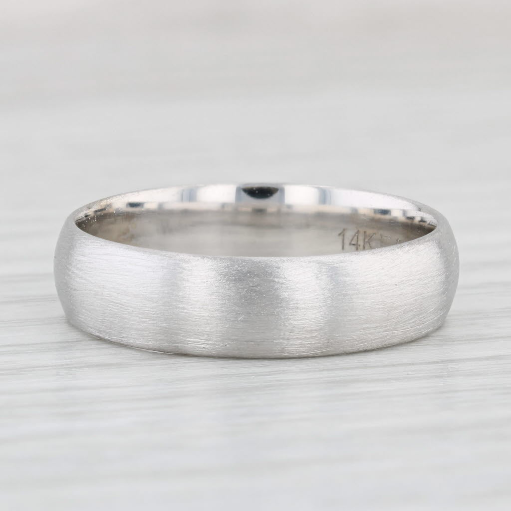 Light Gray Brushed Gold Wedding Band 14k White Gold Men's Size 12-12.25 Ring