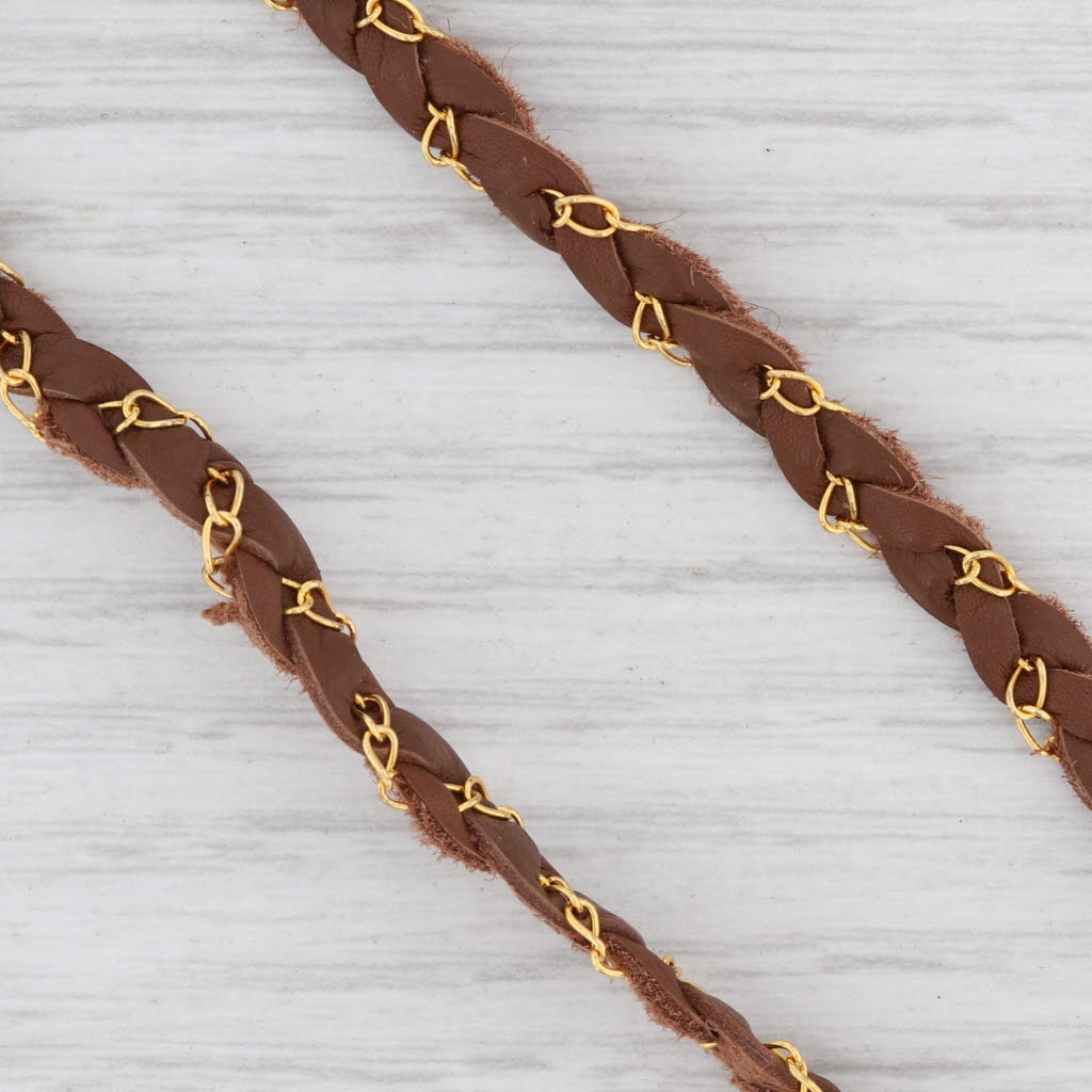 New Nina Wynn Necklace Cordelia Woven Brown Leather Amethyst Druzy
