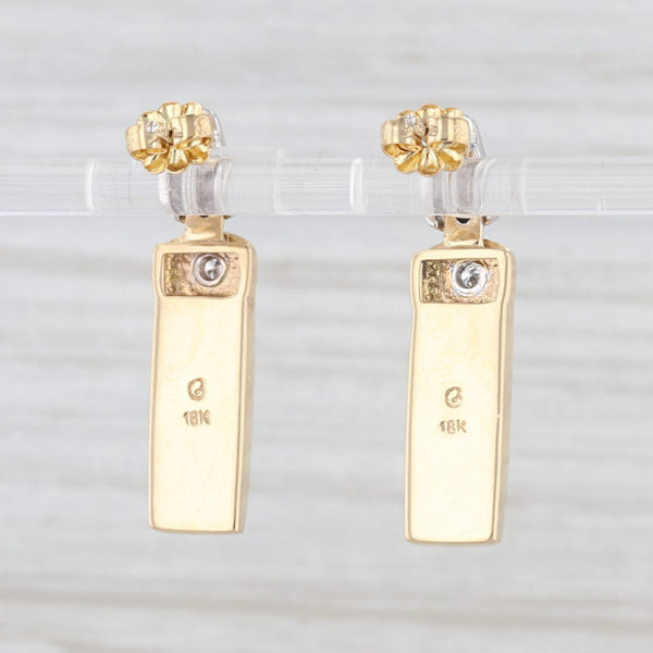 Rainbow Ammolite Triplet Diamond Dangle Earrings 18k Yellow White Gold
