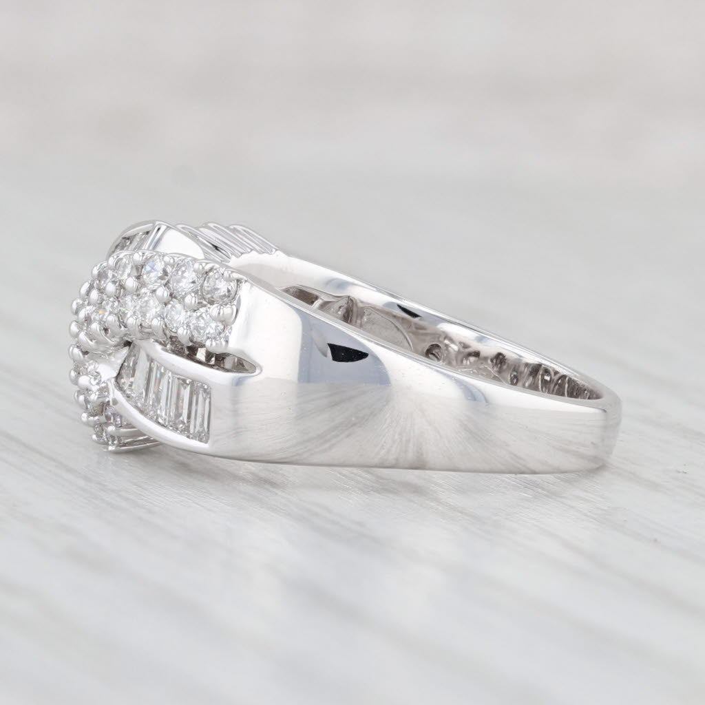 Light Gray 0.77ctw Diamond Cluster Ring 18k White Gold Size 7.25 Anniversary Band