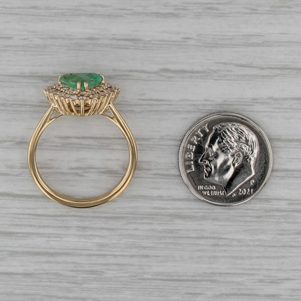 1.54ctw Emerald Diamond Halo Ring 18k Yellow Gold Size 7