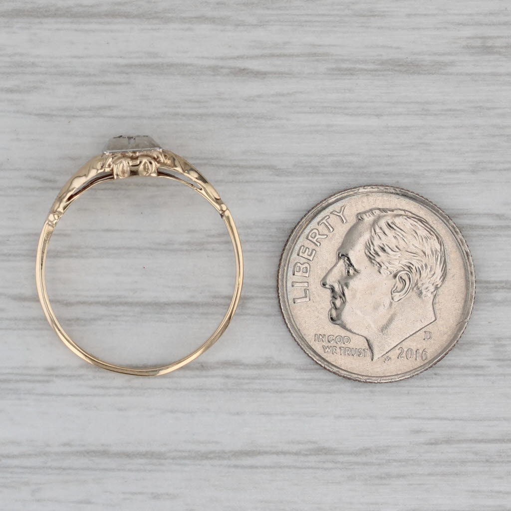 Gray Vintage Diamond Solitaire Ring 10k Yellow Gold Size 7