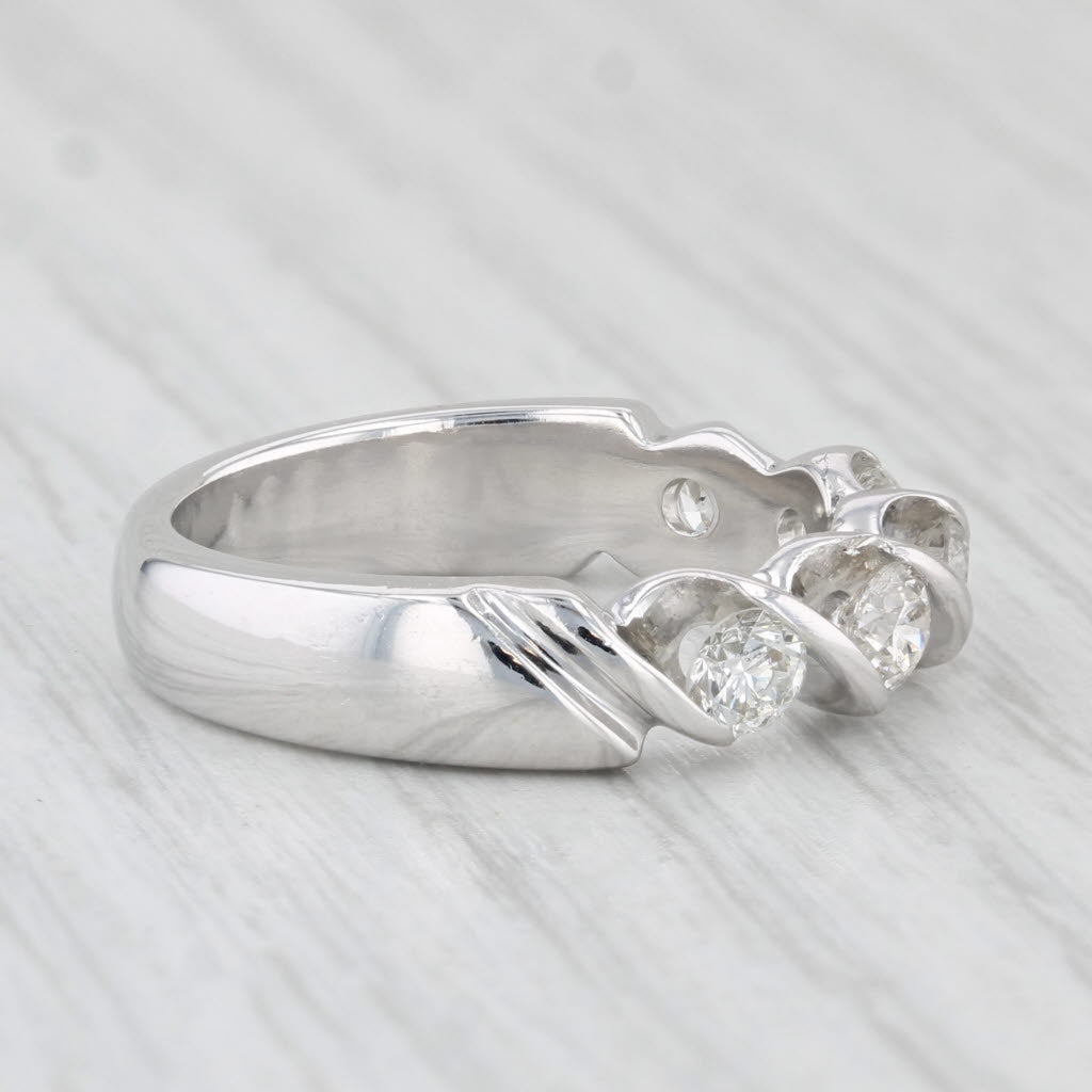 Light Gray 0.90ctw Diamond Wedding Anniversary Ring 14k White Gold Size 7 Stackable