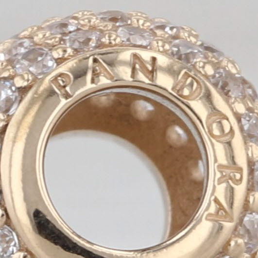 Authentic Pandora Pave Lights Charm 750819CZ 14k Gold Clear CZ Bead