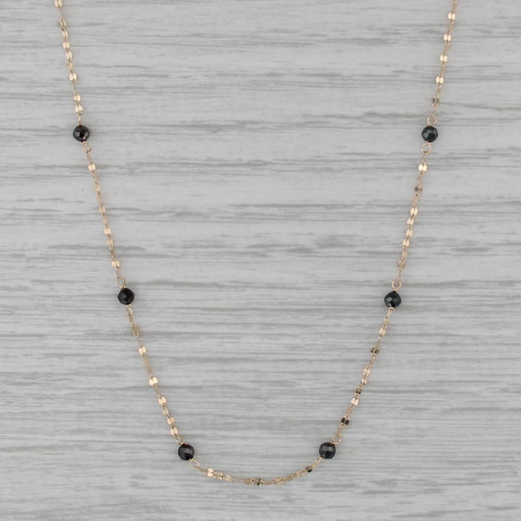 15.75" Bead Station Mirror Chain Necklace 14k Yellow Gold