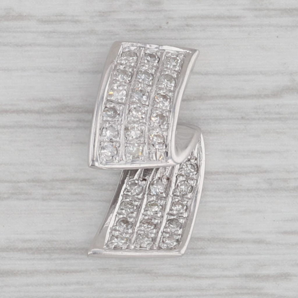 Gray 0.30ctw Diamond Ribbon Pendant 14k White Gold Floating Drop