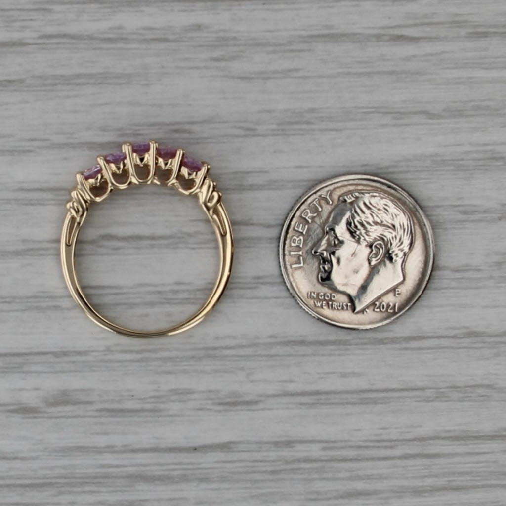 1.20ctw Tiered Pink Sapphire Ring 10k Yellow Gold Size 6 Stackable